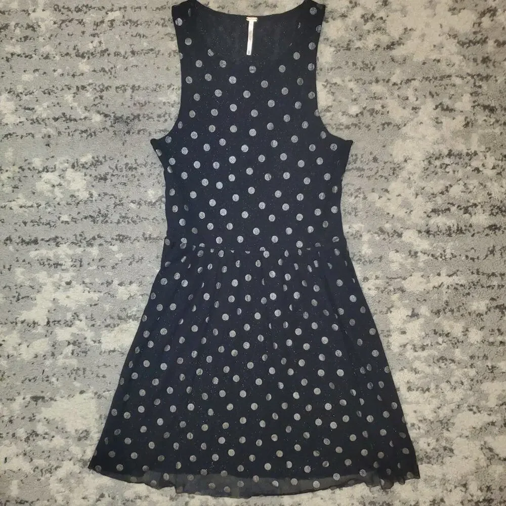 Free People | Black Polka Dot Reversible Skater Dress || XS || EUC